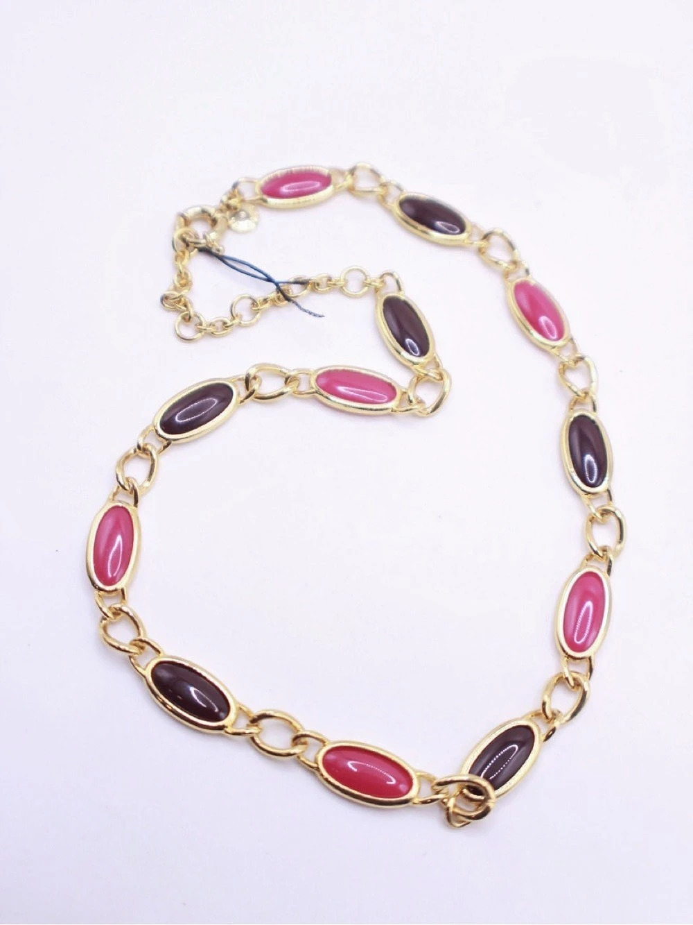 Talbots Magenta & Brown Oval Pendant Necklace
